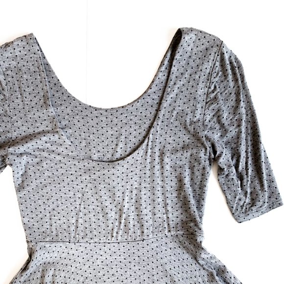 Forever 21 Dresses & Skirts - f21 low back/deep scoop neck polka dot dress grey